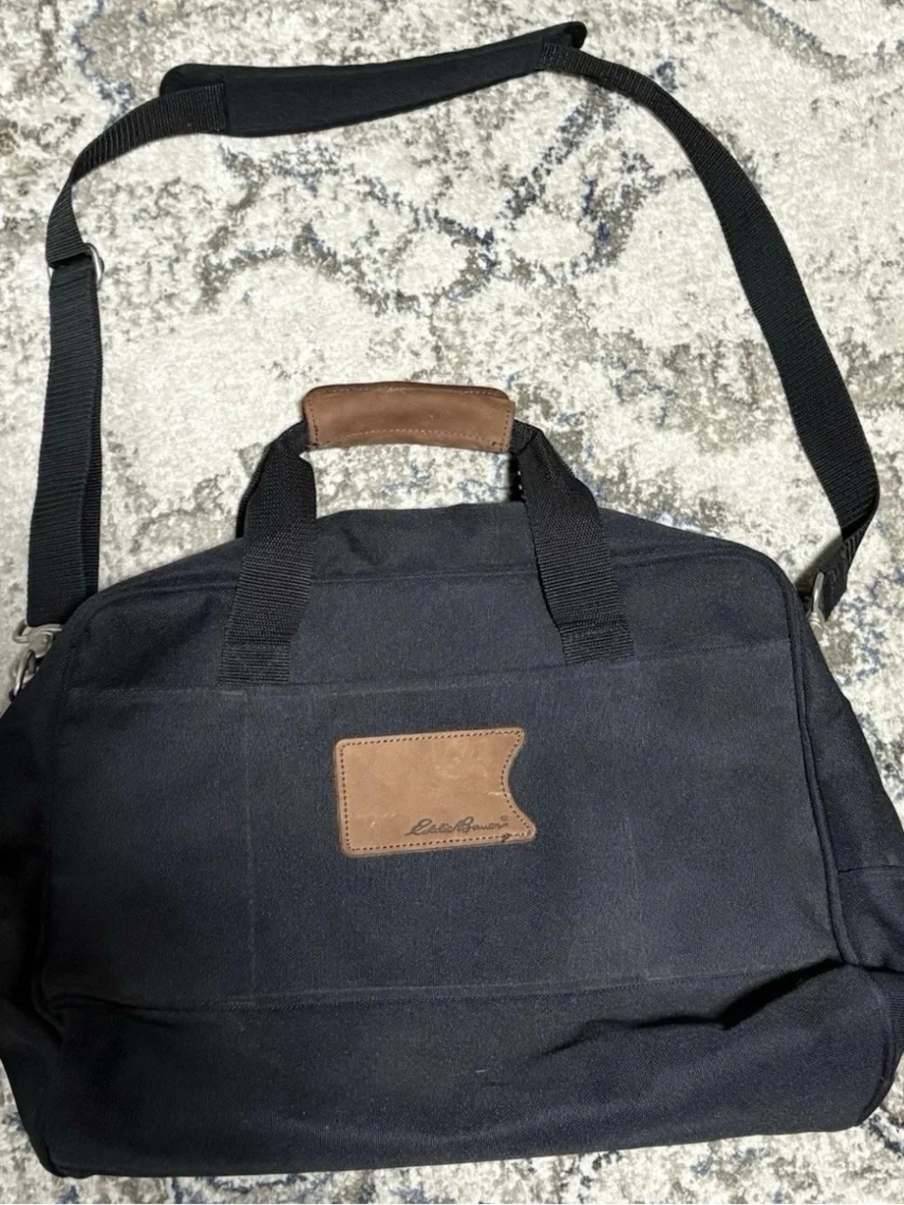 Vintage Eddie Bauer Black Laptop Brief with Brown Accent